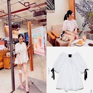 ZARA Oversized Popline Blouse White